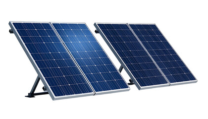 Close-up view of two solar panel arrays. Each array consists of multiple individual photovoltaic modules mounted on a metal frame, ready to absorb sunlight