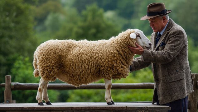 Judging sheep at a rural fair