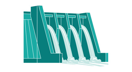 Dam with Water Flowing Over Cascades. © Puput_Kinasih