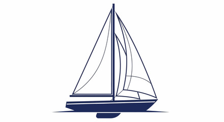 Sailboat Illustration with White Sails and Blue Hull. © Puput_Kinasih
