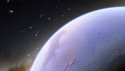 realistic space scene illustration with soft colors