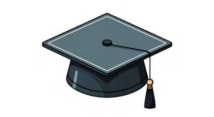 Gray graduation cap academic education isolated on a transparent background