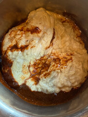 Making of seitan roast- spicy wheat gluten as meat protein alternative