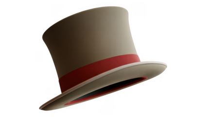 Beige hat with red band fashion accessory isolated on a transparent background