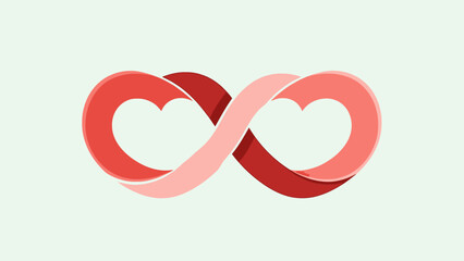 Intertwined hearts forming an infinity symbol, representing eternal love and affection in a simple graphic illustration