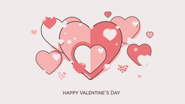 Valentine's Day celebration with hearts and love illustrations on a festive background