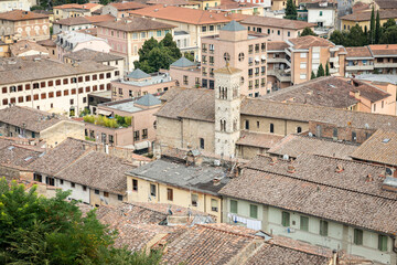Naklejka premium aerial view over Colle di Val d'Elsa, province of Siena, Tuscany, Italy