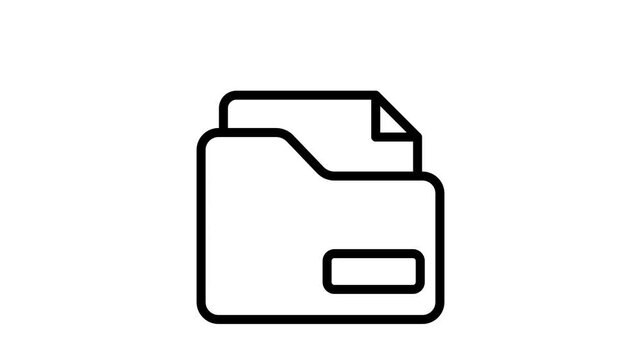 Folder Outline Animation Flat Cartoon Icon. 4K Video Transparent Alpha Channel. Editable Animated Icon Transparent Background.