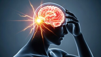 Understanding traumatic brain injury, neurological damage, severe headache, human head suffering intense pain, mental health implications, medical condition awareness