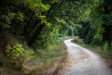 Naklejka premium Poggibonsi-Colle pedestrian and cycle path along the Elsa river, province of Siena, Tuscany, Italy