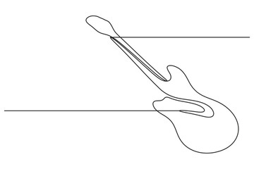 Minimal continuous one stroke drawing illustration electric guitar for music studio decor