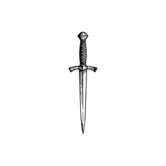 Medieval knight rondel dagger engraving.