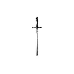 Medieval knight longsword engraving.