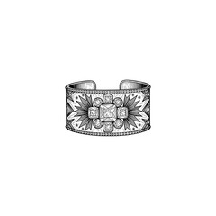 Roaring twenties diamond cuff engraving.