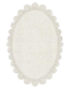 Hand draw watercolor lace frame with white elegant motives, isolated on white background