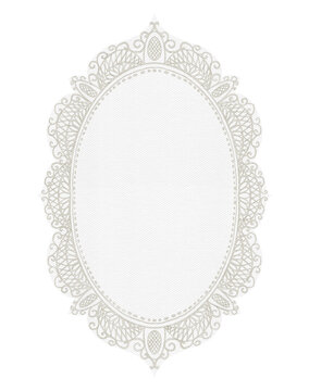 Hand draw watercolor lace frame with white elegant motives, isolated on white background