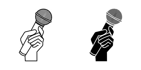 hand holding microphone Set Icon Vector Design Template. vector illustration. Navigation icon