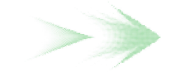 Dynamic Green Halftone Dotted Arrowhead Pattern Following Direction For Environment Concept Art Vector Illustration