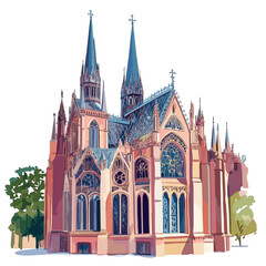 Fototapeta premium Sainte-Chapelle. Sainte-Chapelle watercolor vector illustration