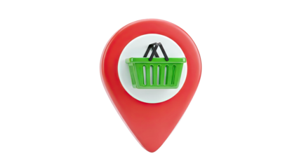 Location Pin with Shopping Basket Icon