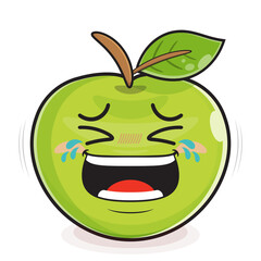 green apple laughing face cartoon cute