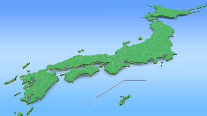日本地図 背景水色のグラデーション