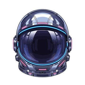 Futuristic Astronaut Helmet with Neon Lights - Space Exploration