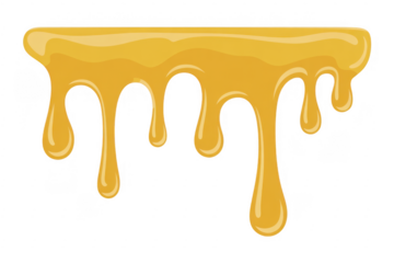 Yellow liquid dripping effect texture pattern golden color isolated on a transparent background