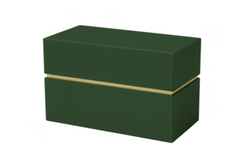 Green box with gold stripe rectangular box isolated on a transparent background