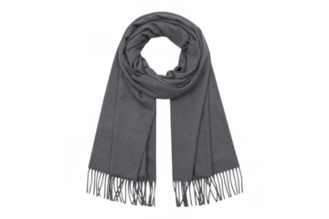 Gray scarf with fringe fashion clothing isolated on a transparent background