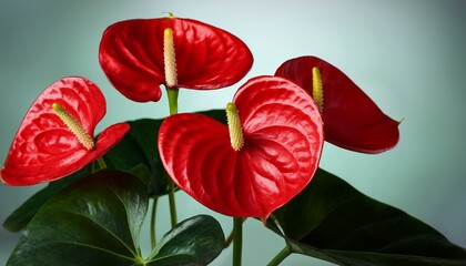 Blooming Red Anthurium Flowers