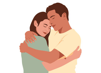 Obraz premium A vector graphic illustration of a man and woman embracing each other in a warm hug
