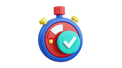 3D Stopwatch with Checkmark Icon