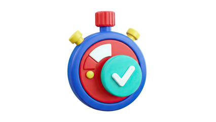 3D Stopwatch with Checkmark Icon