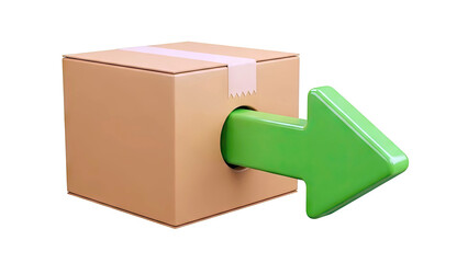 Obraz premium Cardboard Box with Green Arrow Emerging