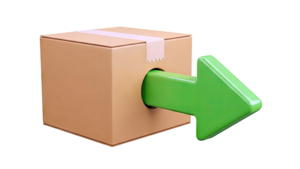 Cardboard Box with Green Arrow Emerging