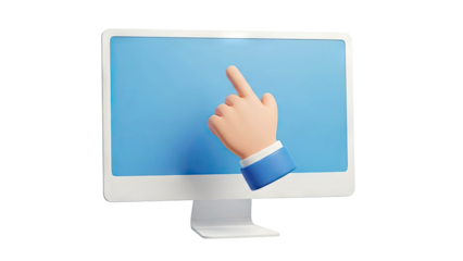 3D Cartoon Hand Clicking Computer Screen