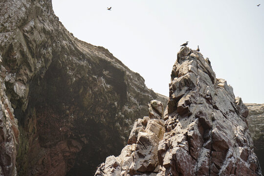 Rugged sea stacks and rock formations of the Ballestas Islands, Peru
