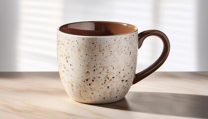 A White And Brown Speckled Mug