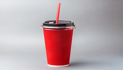 A Red Disposable Cup With A Straw Placed On A Transparent Background Ready For Drinks Or Refreshments At Any Occasion