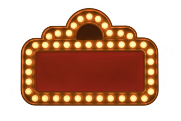 Red theater sign with lights marquee isolated on a transparent background