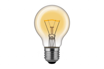 Glowing light bulb electricity illumination isolated on a transparent background