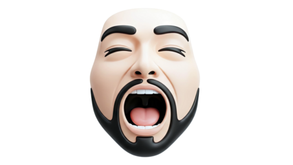 3D Rendered Face Yawning