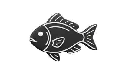 Black fish icon with white outline on white background