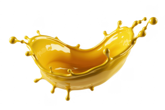 Yellow liquid splash motion dynamic isolated on a transparent background - Powered by Adobe