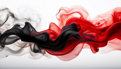 Abstract Background Thick Line Of Black And Red Smoke Like Clouds Of Ink On A White Background Wide 16 9
