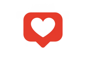 Red heart symbol love isolated on a transparent background