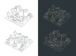 Hi-Fi stereo audio amplifier board isometric drawings