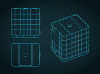 Plastic tank on a metal pallet blueprints