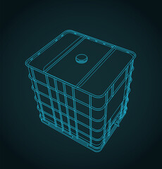 Plastic tank on a metal pallet sketch